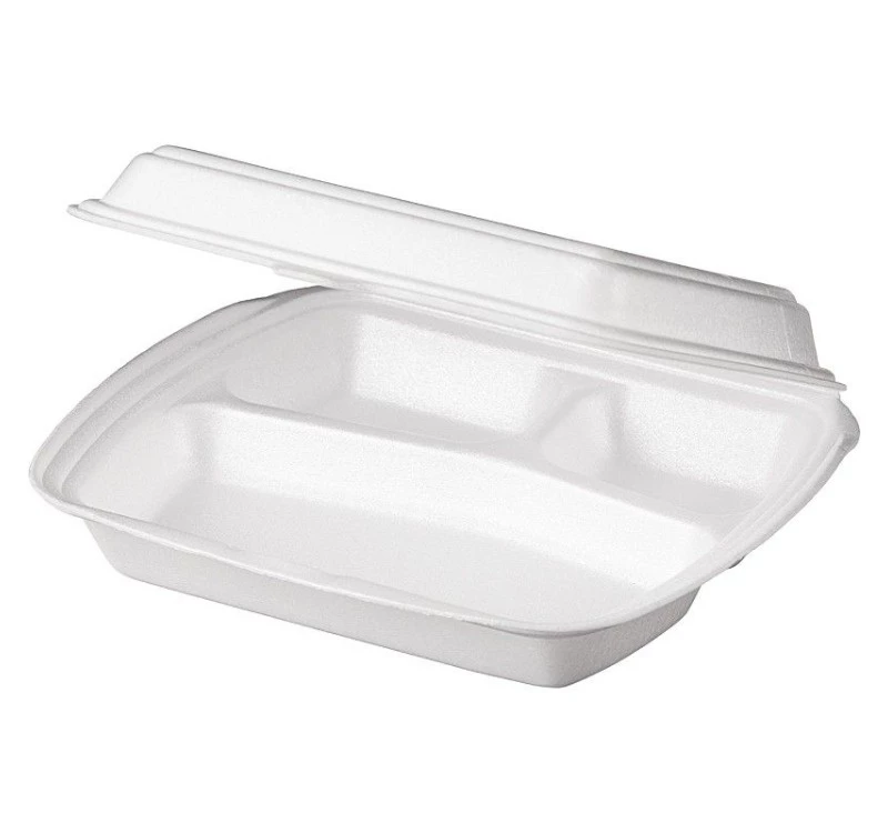 Контейнер для горячих блюд LBE 3 секции белый (100шт/уп)