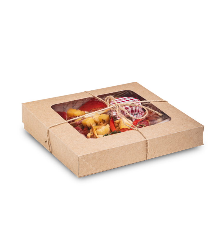 Бокс на вынос Eco Tabox 2500, 2500 мл, с окошком, крафт