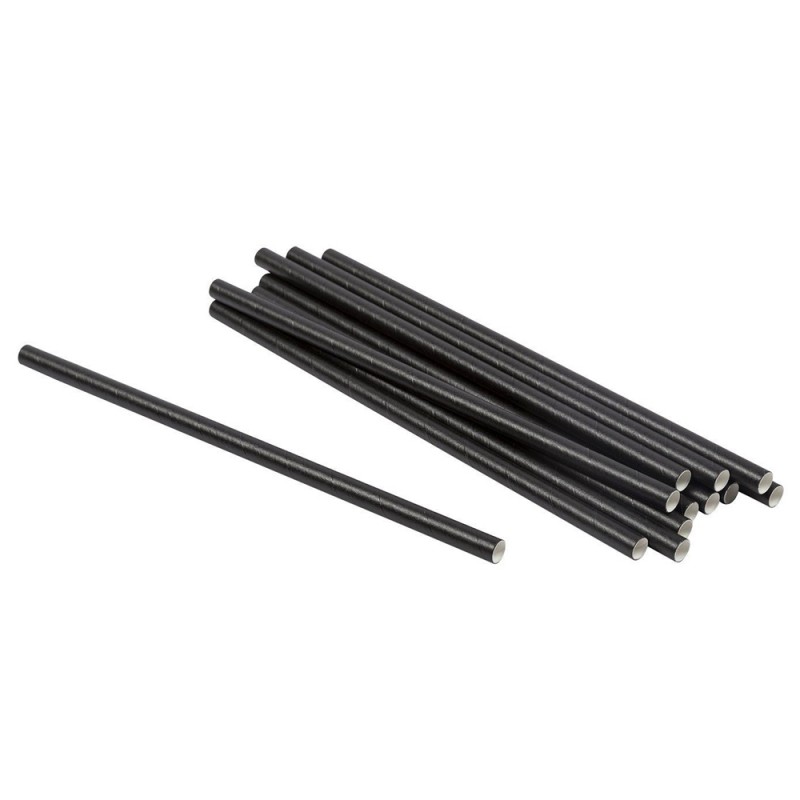 Трубочка коктейльная бумажная L=6 мм, чёрная (40 шт/уп)