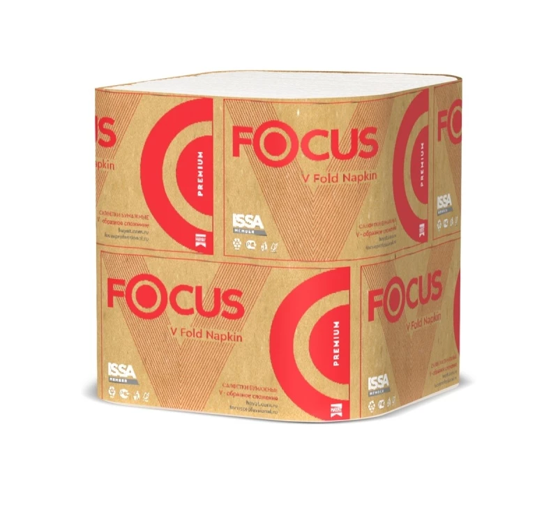 Салфетка для настольного диспенсера двухслойная Focus Premium Фаста (200 листов/уп)